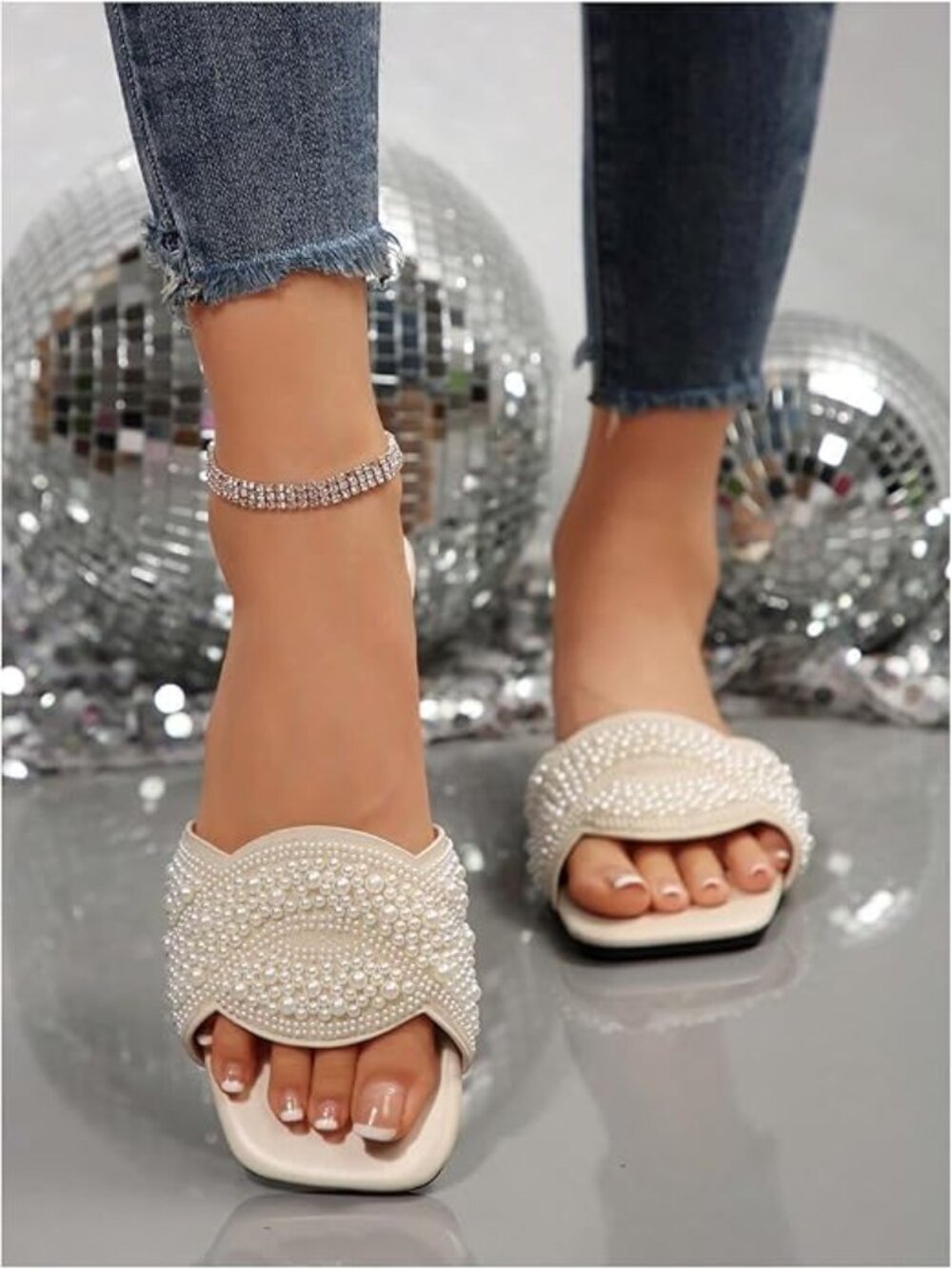 Dressy Square Toe Slip On Flats Sandals